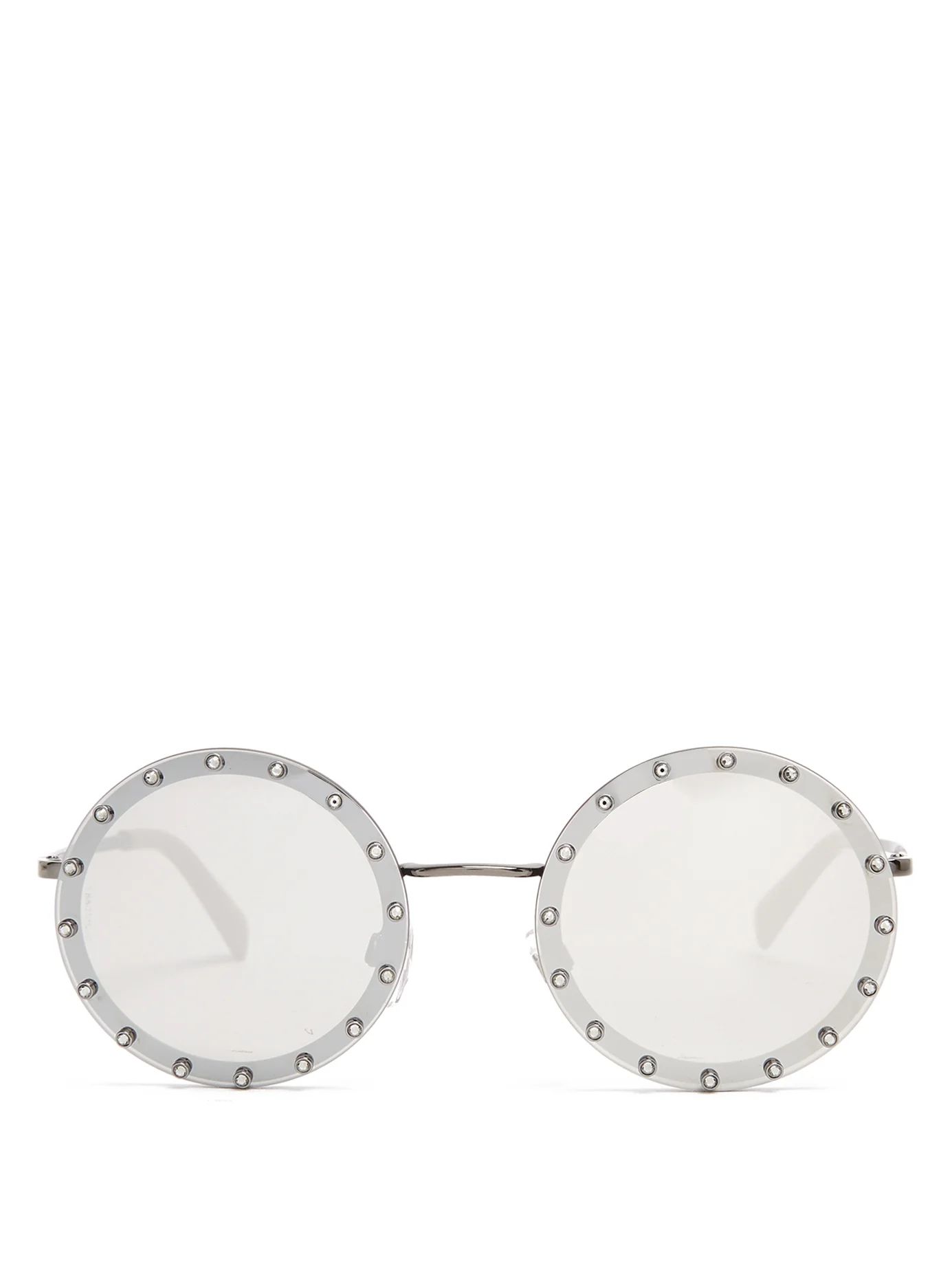 Crystal-embellished round-frame metal sunglasses | Matches (US)
