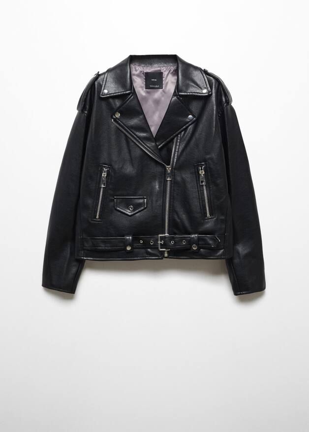 Oversized leather-effect jacket | MANGO (UK)