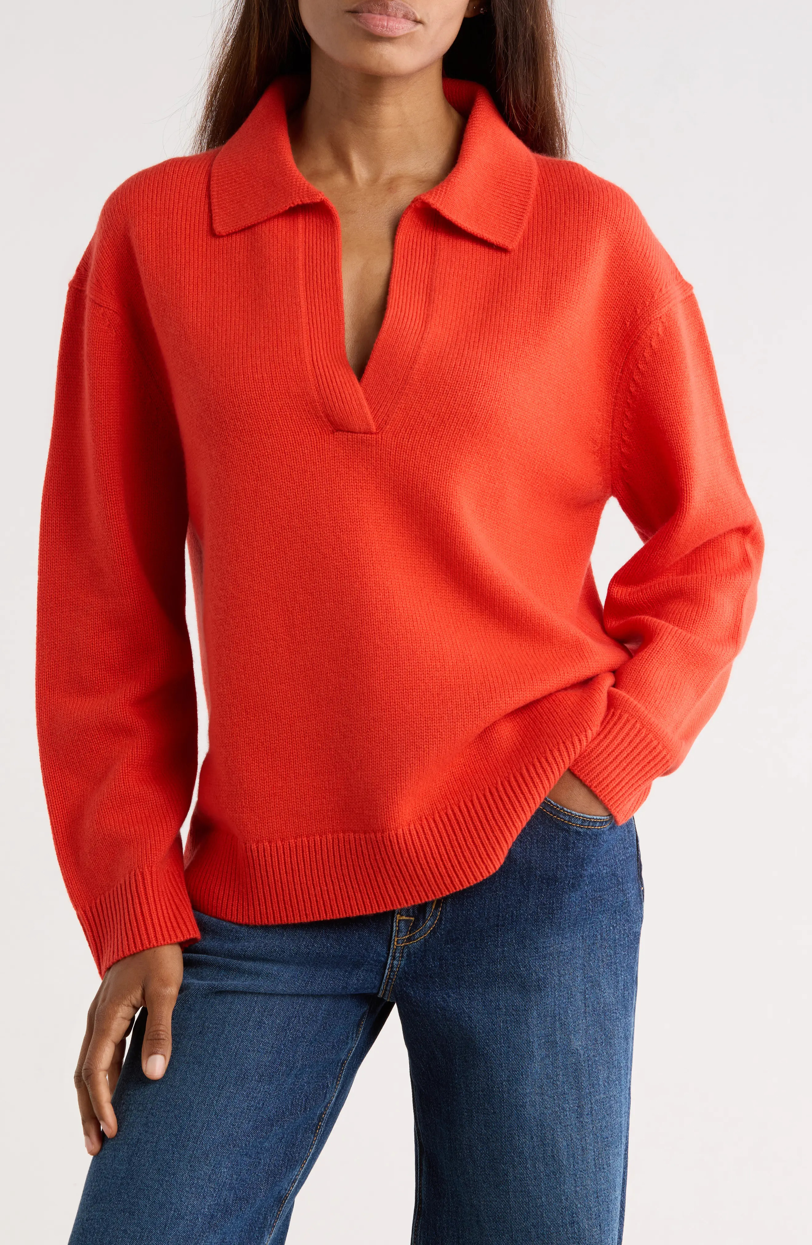 TWP Boy Johnny Collar Cashmere Henley Sweater in Summer Tomato at Nordstrom Rack, Size X-Small | Nordstrom Rack