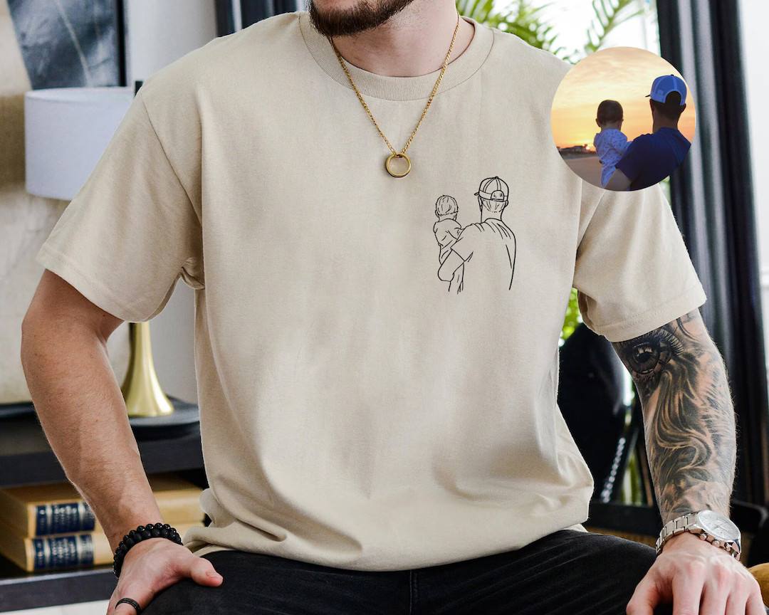 Custom Photo Shirt for Dad, Father's Day Tshirt, Personalized Dad Portrait Shirt, Fathers Day Gif... | Etsy (US)