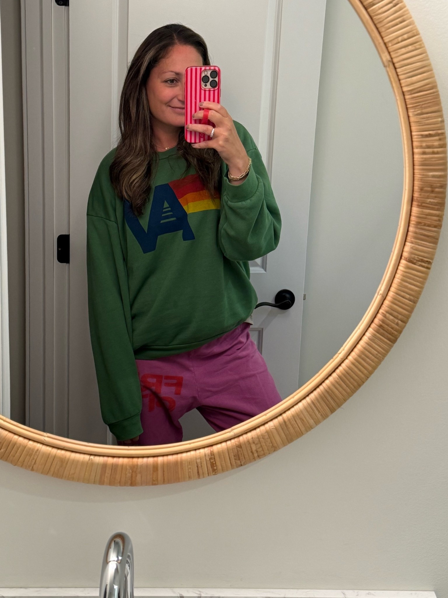 Today’s OOTD while I film a few campaigns! The coziest of sweatshirts and my go-to sweats this time of year (fun and lightweight!)

#LTKdayinmylife #LTKootd #LTKHome