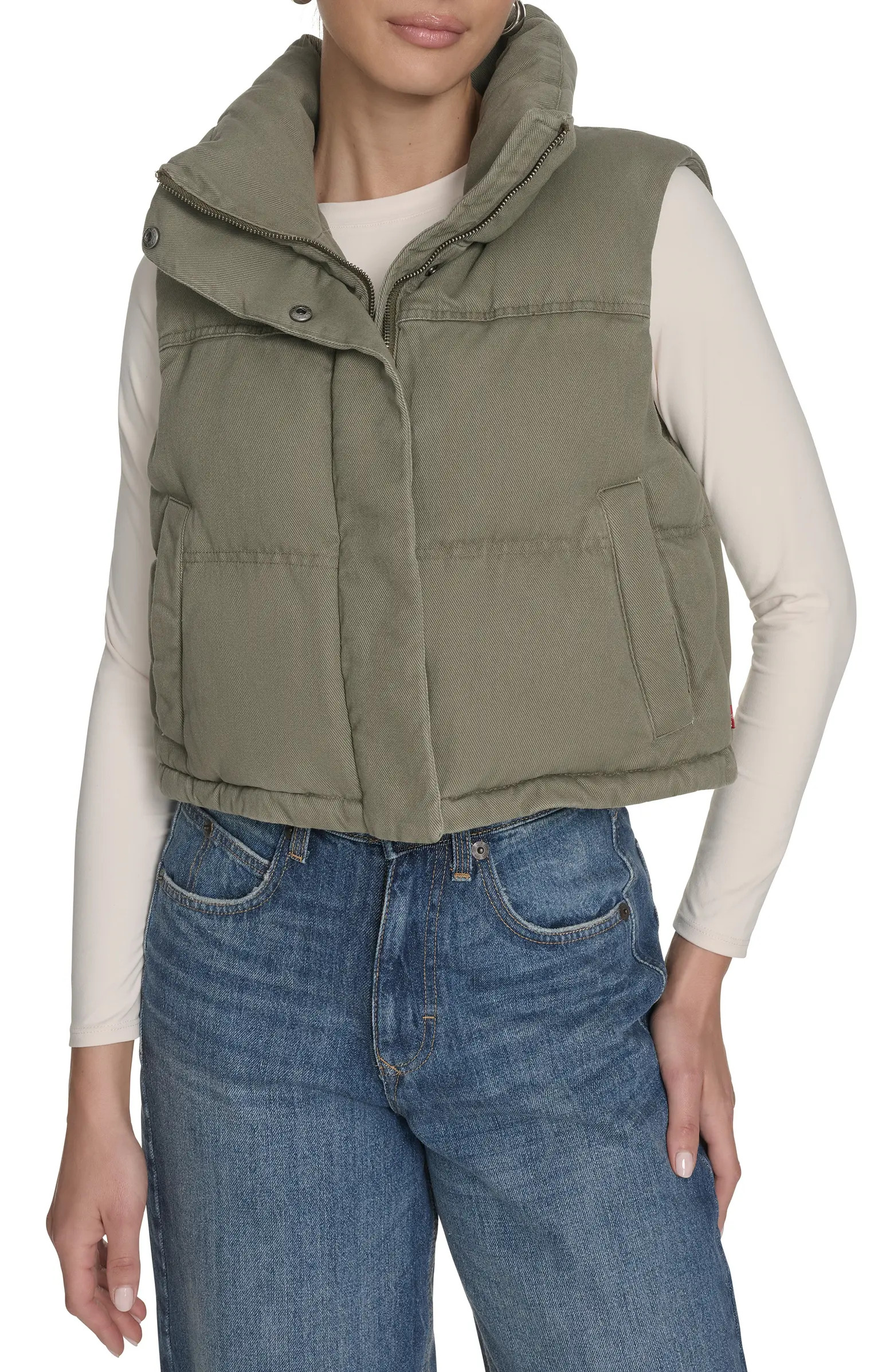 Cotton Crop Puffer Vest | Nordstrom