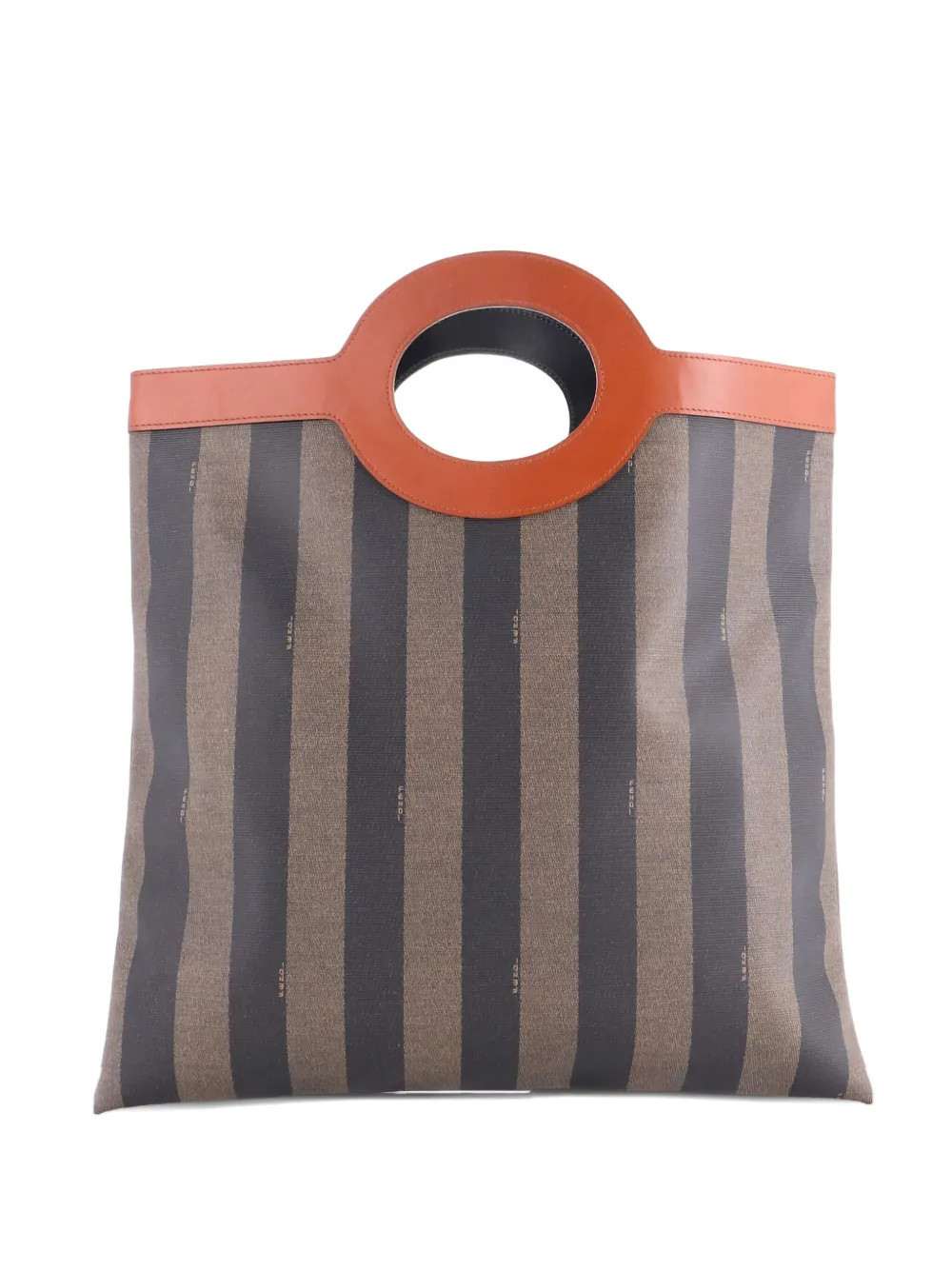 Fendi Pre-Owned Vintage Pequin Cut Out Handle Bag Coated Canvas Large satchel - Grey | Farfetch Global