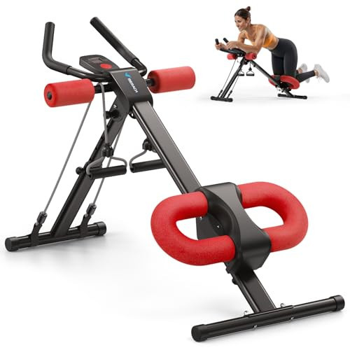 MERACH Ab Machine, Ab Workout Equipment, Adjustable Ab Trainer Machine for Abs Workout at Home Gym, Foldable, Knee Protection, Abdominal Trainer for Stomach Workout (Red) | Amazon (US)