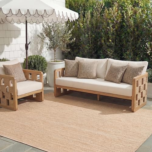 SAFAVIEH Washable Rug Outdoor Courtyard Collection - 8' x 11', Natural & Cream, Non-Shedding & Ea... | Amazon (US)