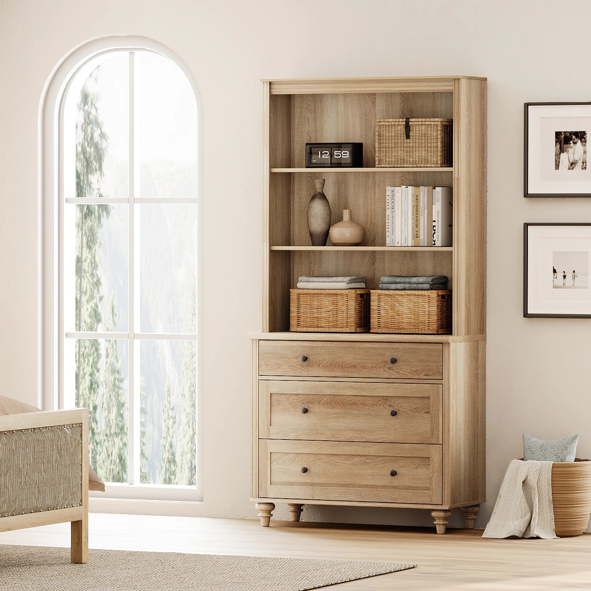 Scarlett 72.1"H X 33.9"W Bookcase With 3 Drawers, Tall Book Case Shelf With 3-Tier Open Book Shel... | Wayfair North America