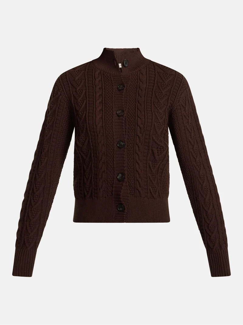 Scenario Woman's Cable Cardigan Sweater with Long Sleeves, Mid-weight, Sizes XS-XXXL | Walmart (US)