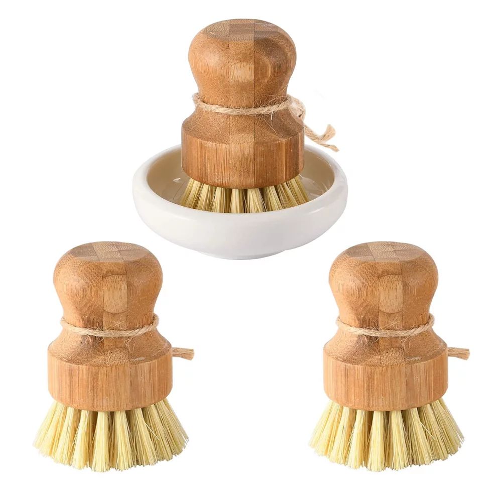3 PCS Dish Brush Bamboo Dish Scrubber Kitchen Scrub Brush for Cleaning Dishes, Pots, Pans, Sink a... | Walmart (US)
