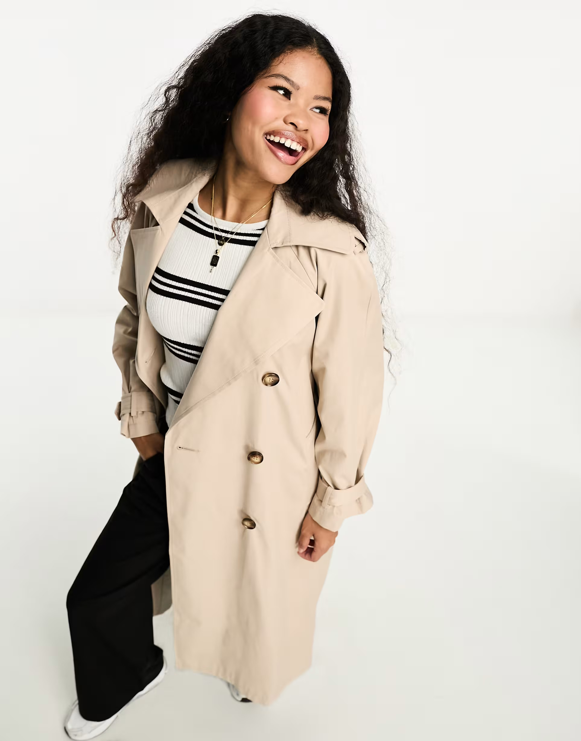Miss Selfridge Petite premium maxi trench coat in beige  | ASOS | ASOS (Global)