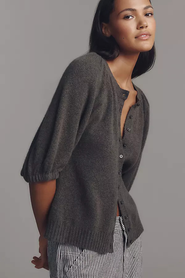 By Anthropologie Puff-Sleeve Cardigan Sweater | Anthropologie (US)