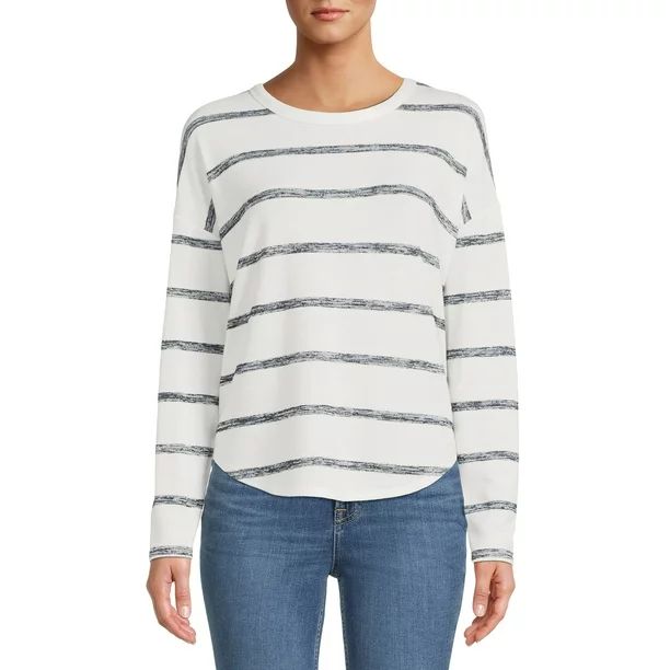 Time and Tru Women's Hacci T-Shirt with Long Sleeves - Walmart.com | Walmart (US)