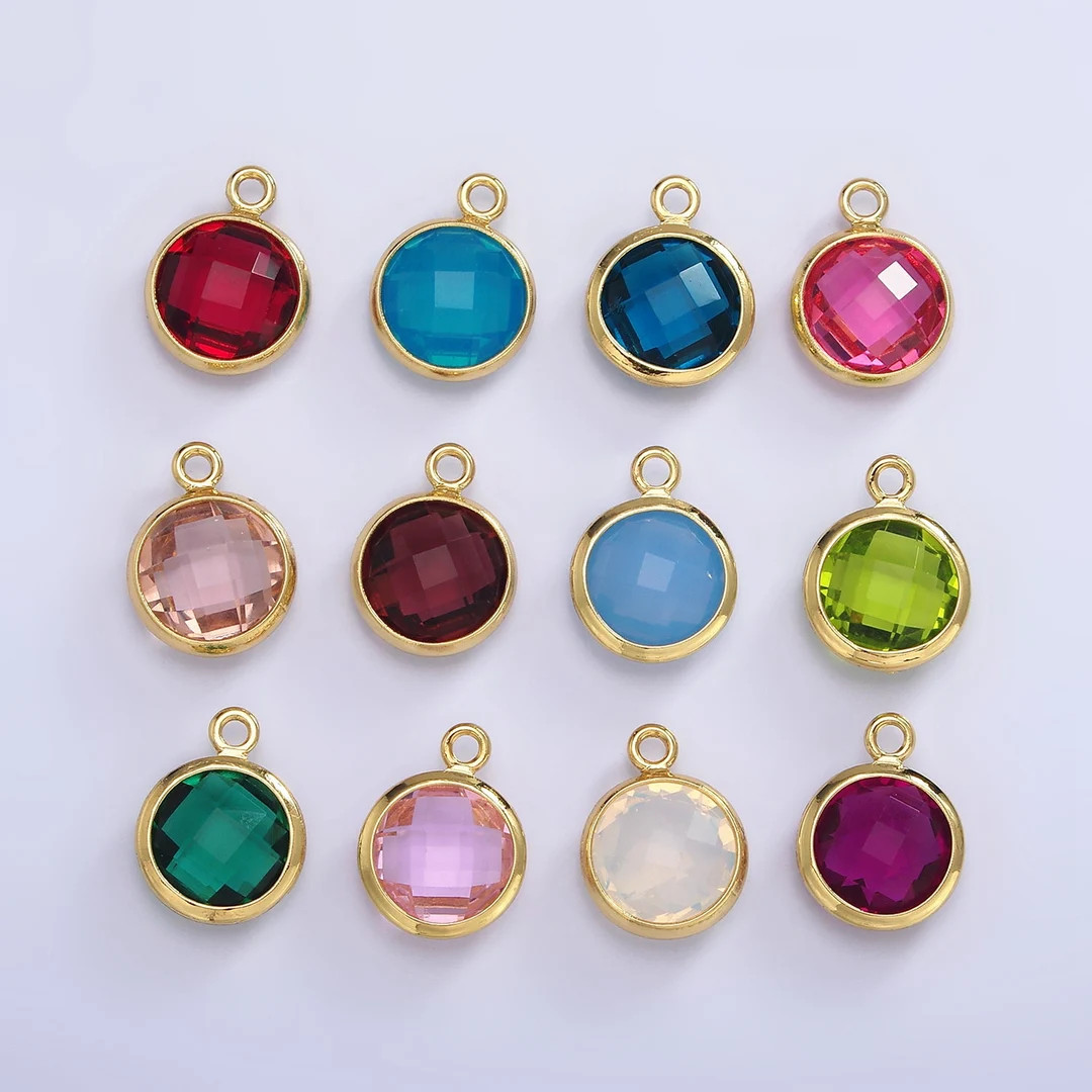 14K Gold Filled 6mm Multifaceted Birthstone CZ Round - Etsy | Etsy (US)