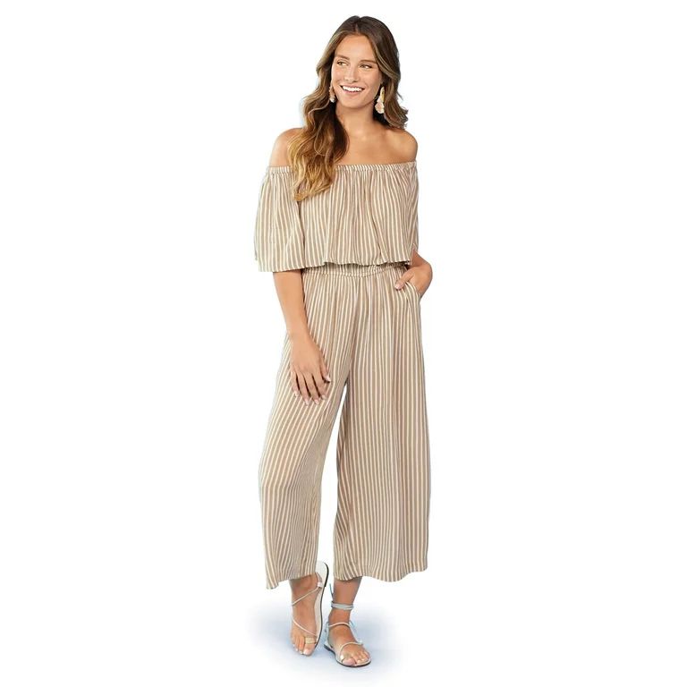 Mud Pie Olsen Stripe Jumpsuit Taupe size: XS | Walmart (US)