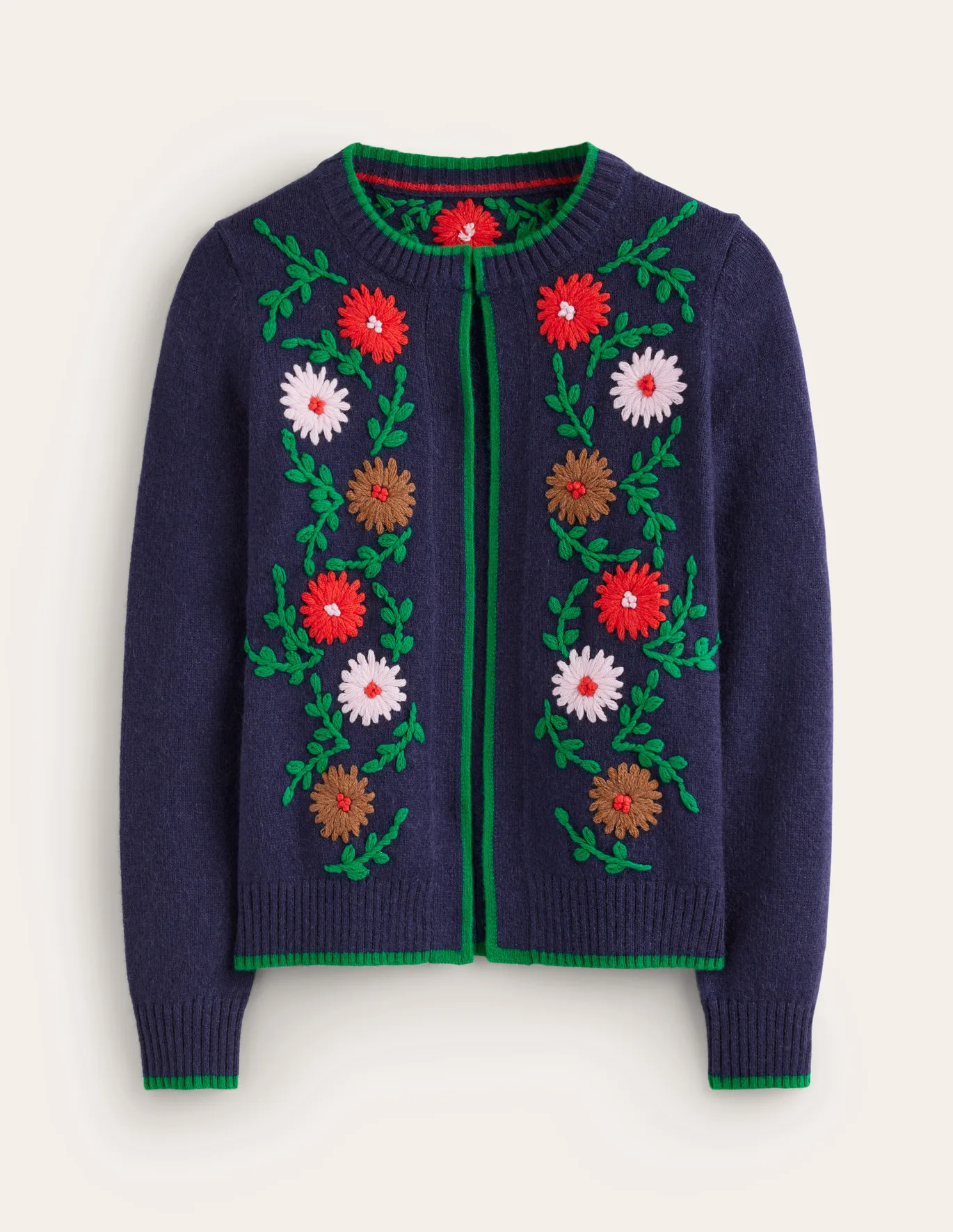 Flower Embroidered Cardigan - Navy | Boden US | Boden (US)