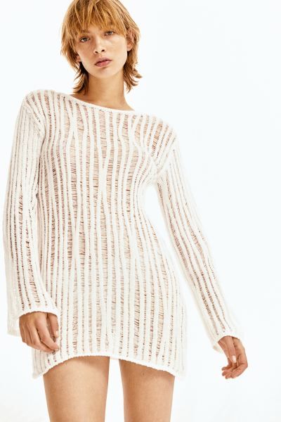 Ladder-stitch-look knitted mini dress | H&M (UK, MY, IN, SG, PH, TW, HK)