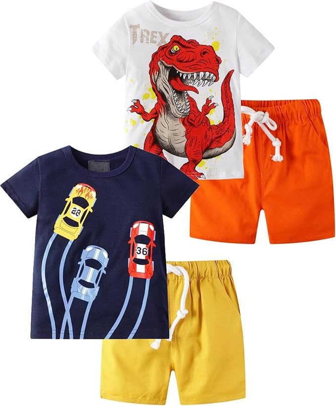 Toddler Boy Summer Clothes Outfits Playwear Kids Cotton Short Sleeve Shirt Shorts Set 2-7 Years | Amazon (US)