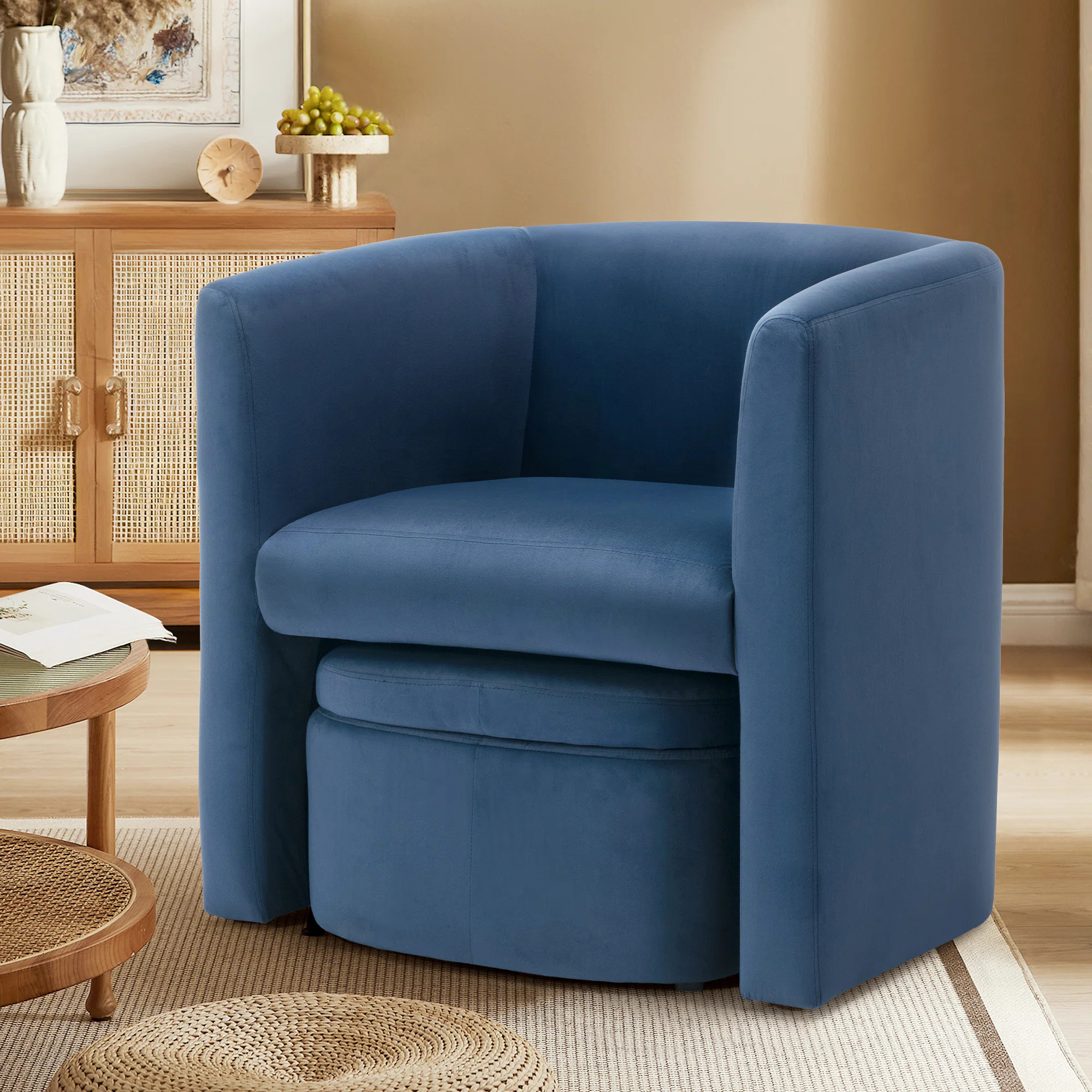 Braedin Upholstered Accent Chair & Storable Ottoman, No Assembly Required | Wayfair North America