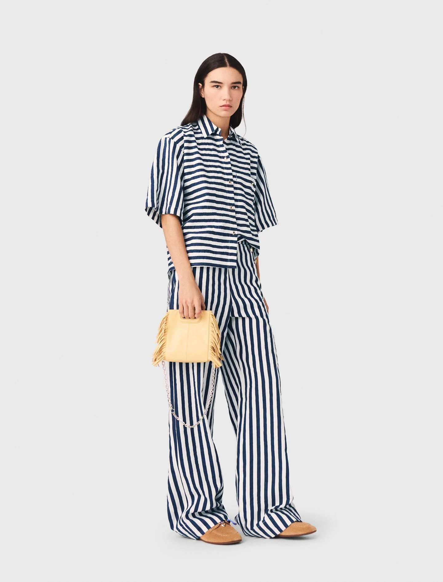 Cropped linen-blend shirt White for Women | Maje | Maje US