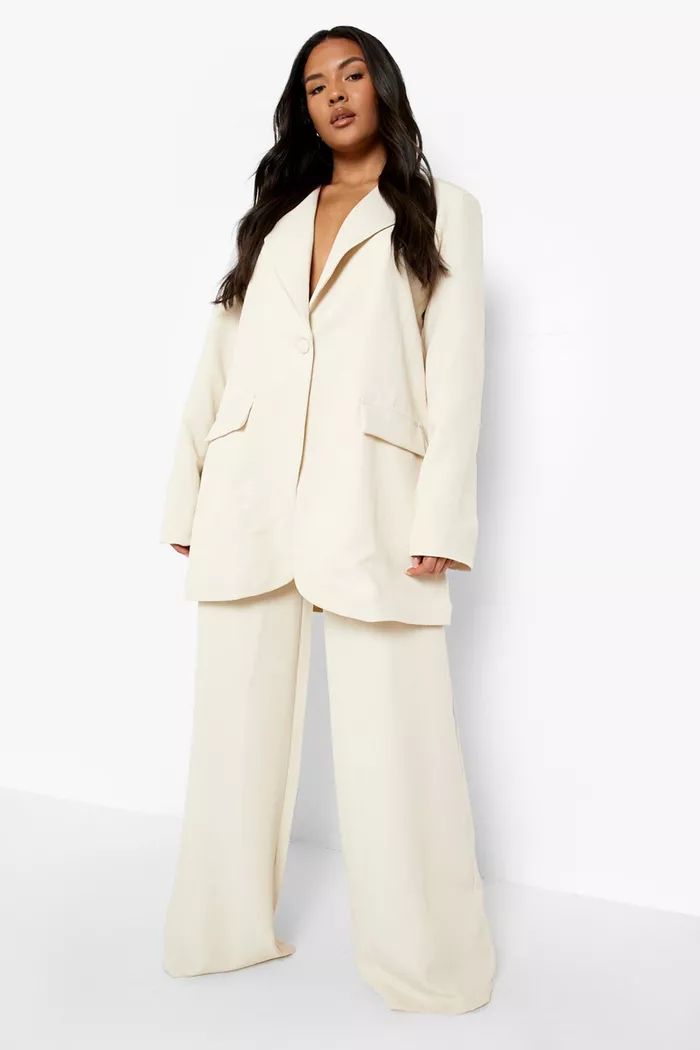 Plus Super Wide Leg Dress Pants | boohoo (US & Canada)