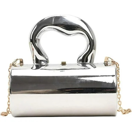 HLSOHJP Acrylic Evening Clutch Women Chic Metal Purses Shiny Barrel-Shaped Handbag Crossbody Bag for Wedding Parties | Walmart (US)