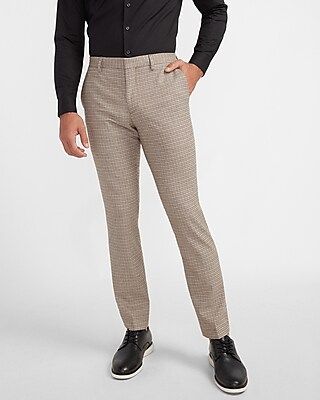Extra Slim Brown Houndstooth Flannel Suit Pant | Express