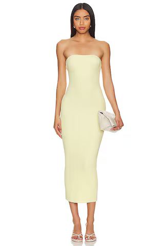 LPA Arden Strapless Knit Midi Dress in Baby Yellow from Revolve.com | Revolve Clothing (Global)