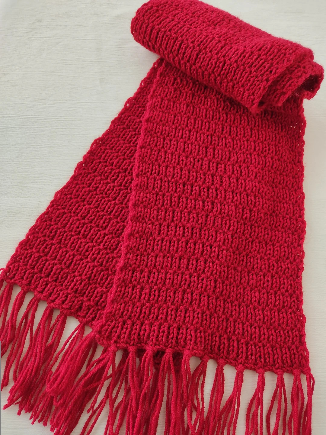 NEW/Red Knit Scarf Wool blend Chunky Knitted Scarf Christmas Gift For Her for him Handmade Winter... | Etsy (US)