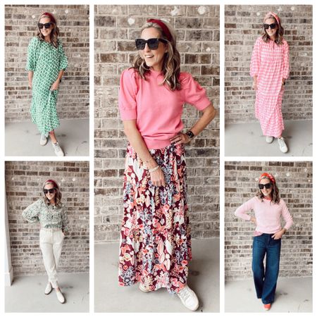 A week of looks from Amazon // perfect spring dress (shown in two colors) size small, fun skirt and sweater (size small), joggers with button up blouse- size small - capsule pink sweater and top - size small 

#LTKfindsunder50 #LTKworkwear #LTKover40