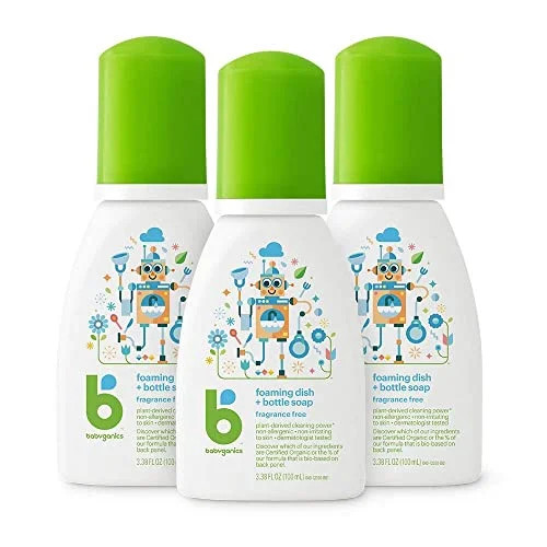Babyganics Foaming Dish & Bottle Soap for Travel, Fragrance Free, Plant-Derived Cleaning Power, R... | Walmart (US)