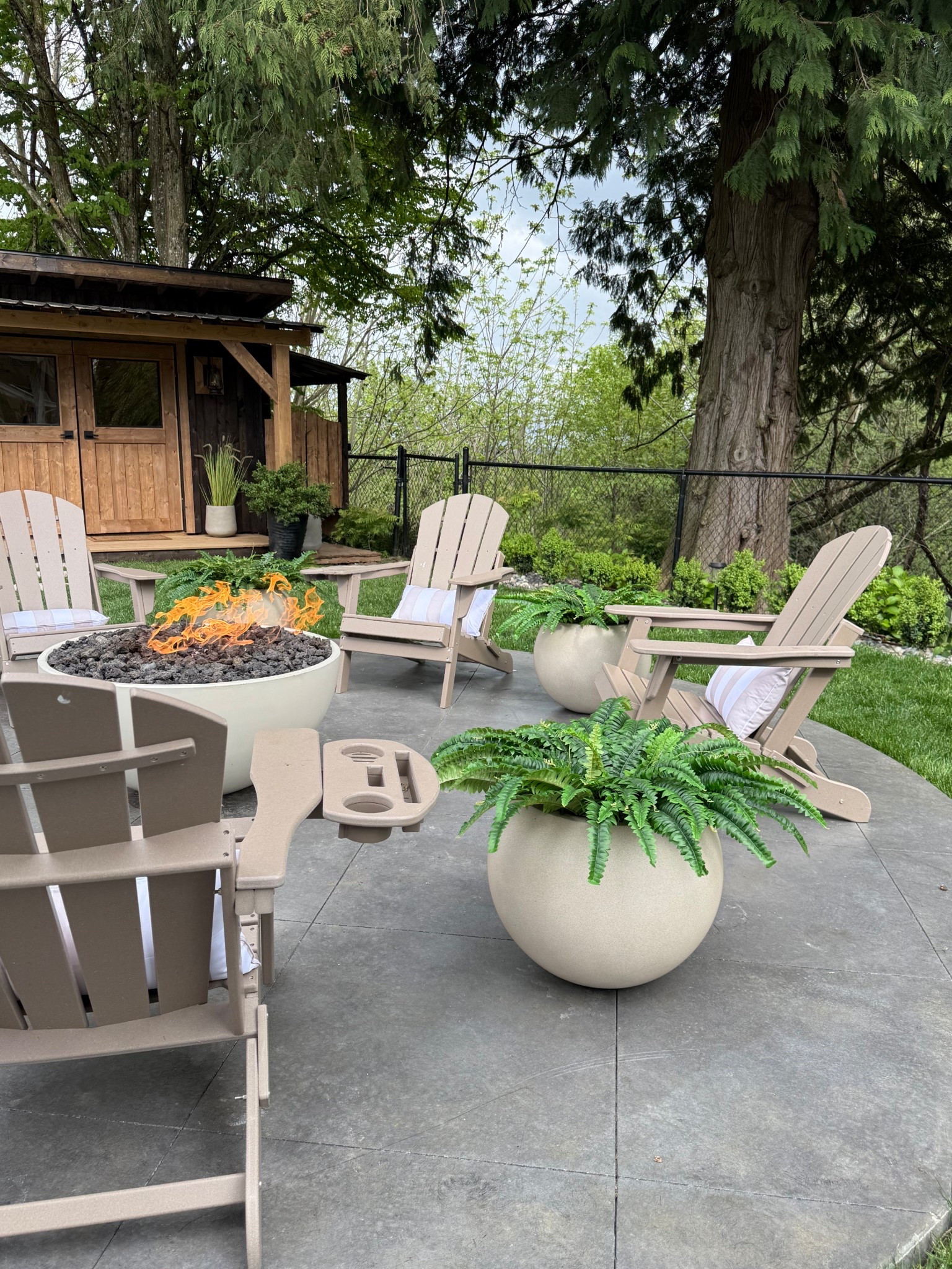 Backyard upgrades with @Wayfair 
So happy with these Adirondack chairs! Comfy for sitting and relaxing. Love that they have cup holders! 
#ad #wayfair #wayfairpartner 