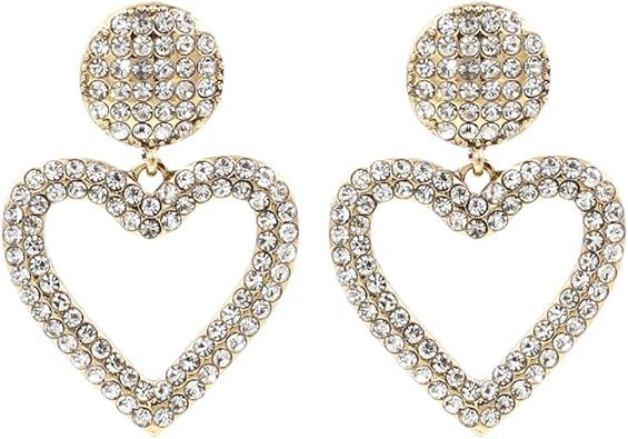 Colorful Crystal Heart Love Drop Dangle Earrings for Women Girls KELMALL COLLECTION | Amazon (US)
