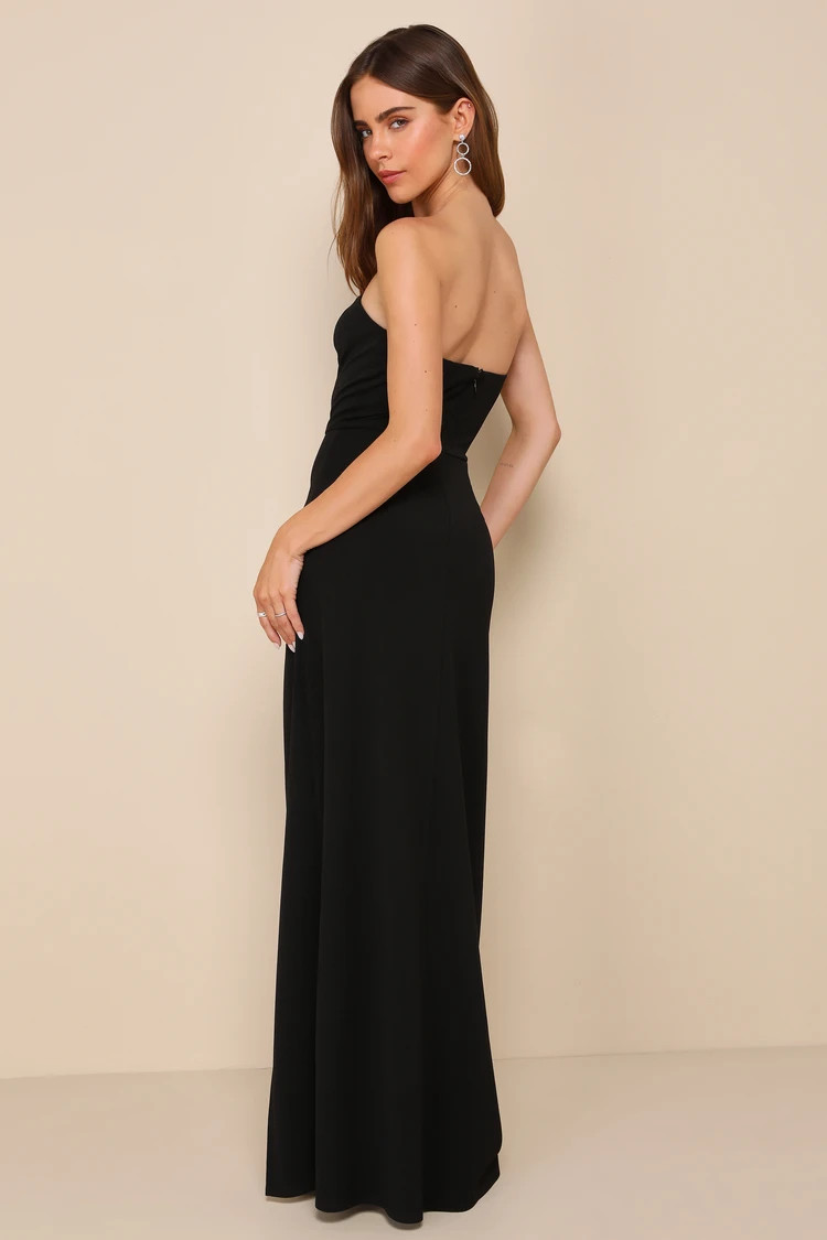 Striking Aura Black Pearl Strapless Mermaid Maxi Dress | Lulus