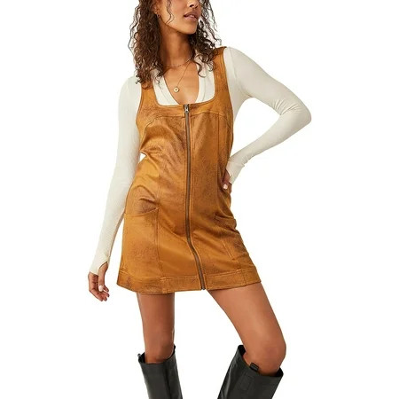 Free People Womens Western Wind Faux Leather Sleeveless Mini Dress | Walmart (US)