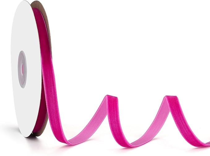 Velvet Ribbon Decorations for Christmas Tree DIY Crafts, Vintage Xmas Hot Pink Ribbons for Weddin... | Amazon (US)