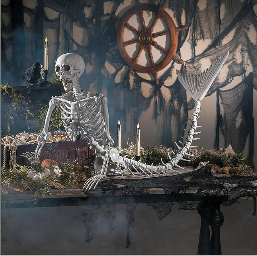 Funny 33 Inches Mermaid Skeleton Halloween Outdoor Decorations, Haunted House Prop Decor, Realist... | Amazon (US)