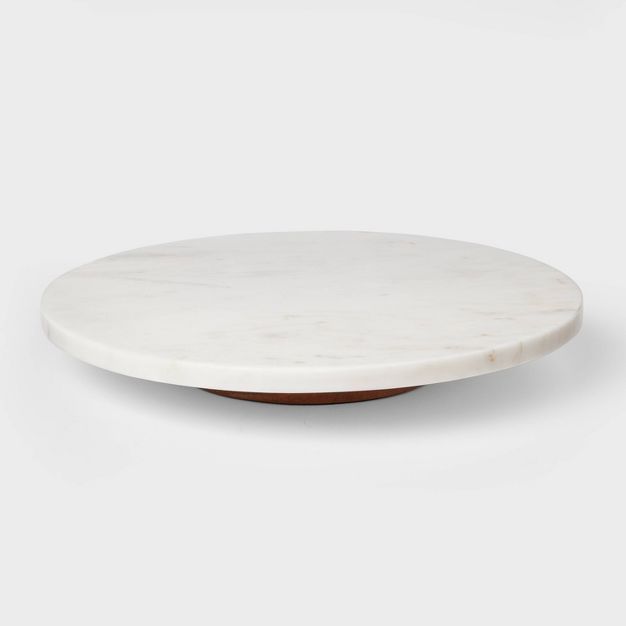 14&#34; Marble and Wood Lazy Susan White - Threshold&#8482; | Target