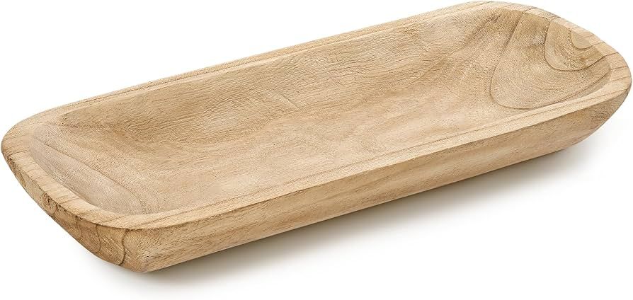 TORMAYS HOME Wooden Dough Bowls 19"*8"Rustic Wood Long Dough Bowls, Large Carved Dough Bowls Long... | Amazon (US)