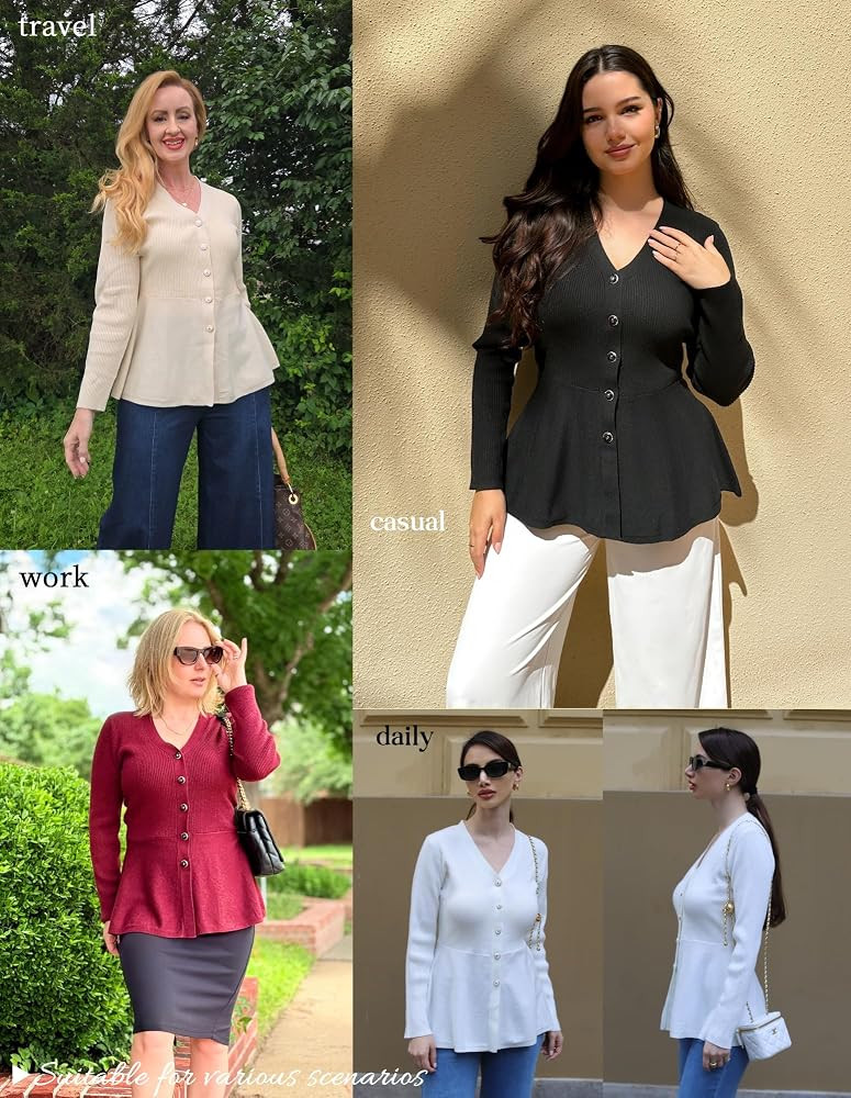 GRACE KARIN Long Sleeve Cardigan Sweaters for Women, Button Up Knit Blazer, Lightweight Business ... | Amazon (US)