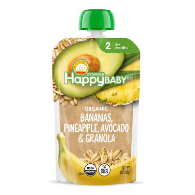 Happy Baby Organics Clearly Crafted Stage 2 Meals Bananas, Pineapple, Avocado & Granola  - 4oz | Target