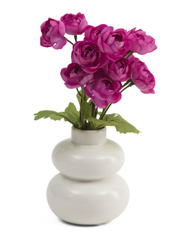 10.5in  Ranunculus Arrangement In Ceramic Vase | TJ Maxx