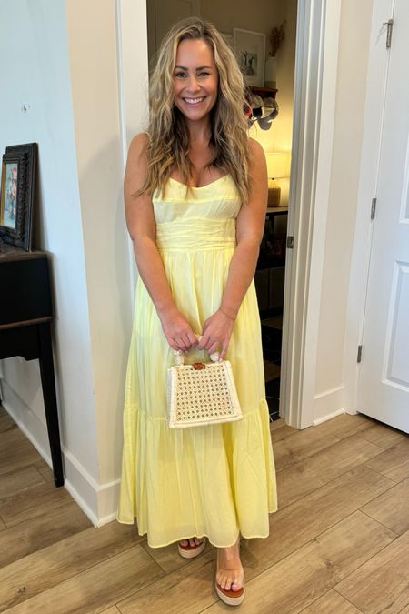 Maxi sundress from Target 💛 comes in 4 colors and sizing up to a 4X. 

I’m wearing a Medium. I paired the dress with a super cute rattan handbag from Anthropologie and clear wedges from Amazon. 

#LTKstyletip #LTKitbag #LTKfindsunder50