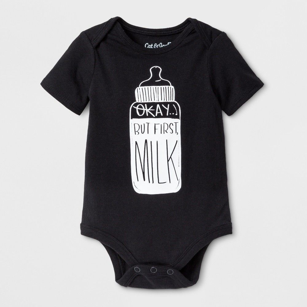 Baby 'But First, Milk' Graphic Bodysuit - Cat & Jack Black Newborn, Kids Unisex | Target