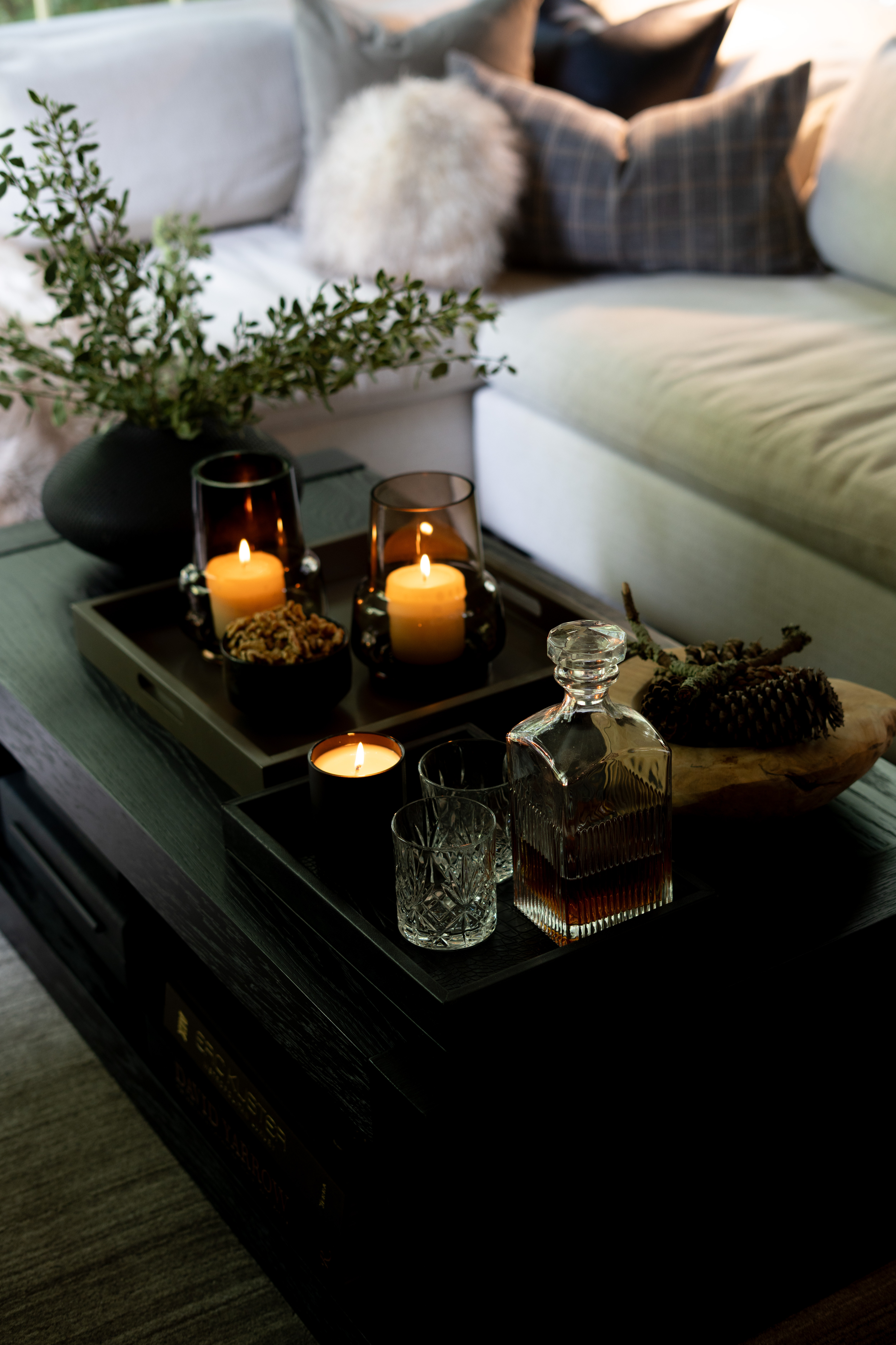 This coffee table moment has me completely obsessed—it's fall luxury at its finest! Moody candlelight, rich wood tones, layered textures, and that vintage decanter? Total perfection. Every detail was styled to feel warm, elevated, and effortlessly cool. If you're craving a fall home that feels like a designer escape, this is your sign to go bold, cozy, and unapologetically chic. 

 #LTKSeasonal #LTKHome #LTKStyleTip