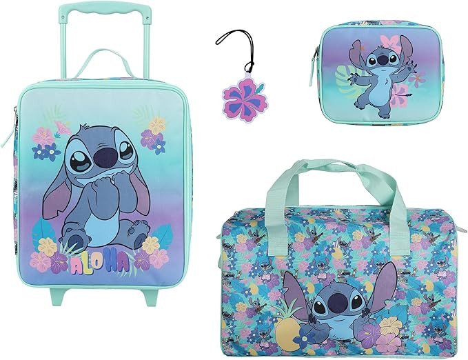 Bioworld Disney's Stitch Kids' 14" 4-Piece Travel Value Set Carry on Luggage | Amazon (US)
