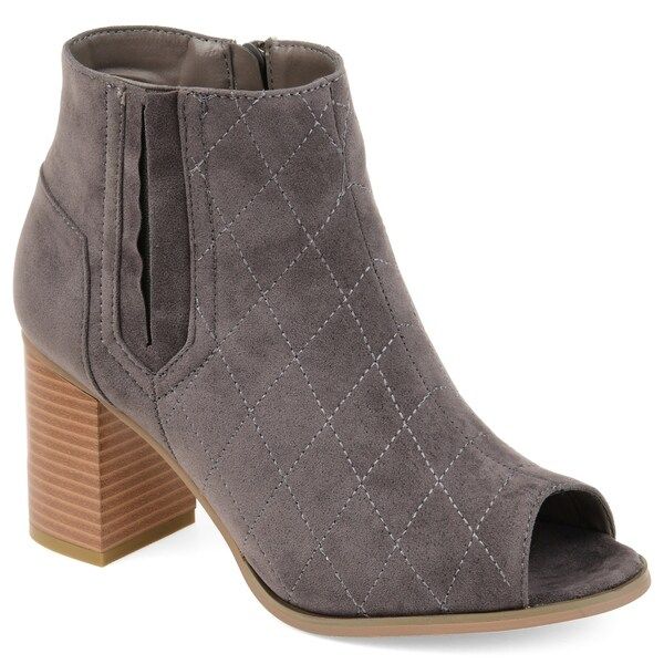 Journee Collection Women's 'Henley' Quilted Open-toe Heeled Booties | Bed Bath & Beyond