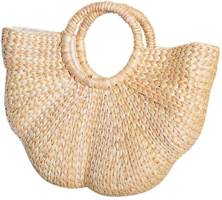 Women's Straw Shoulder Bag Women Large Woven Bag Round Handle Ring Tote Purse Retro Handbags Summ... | Amazon (US)