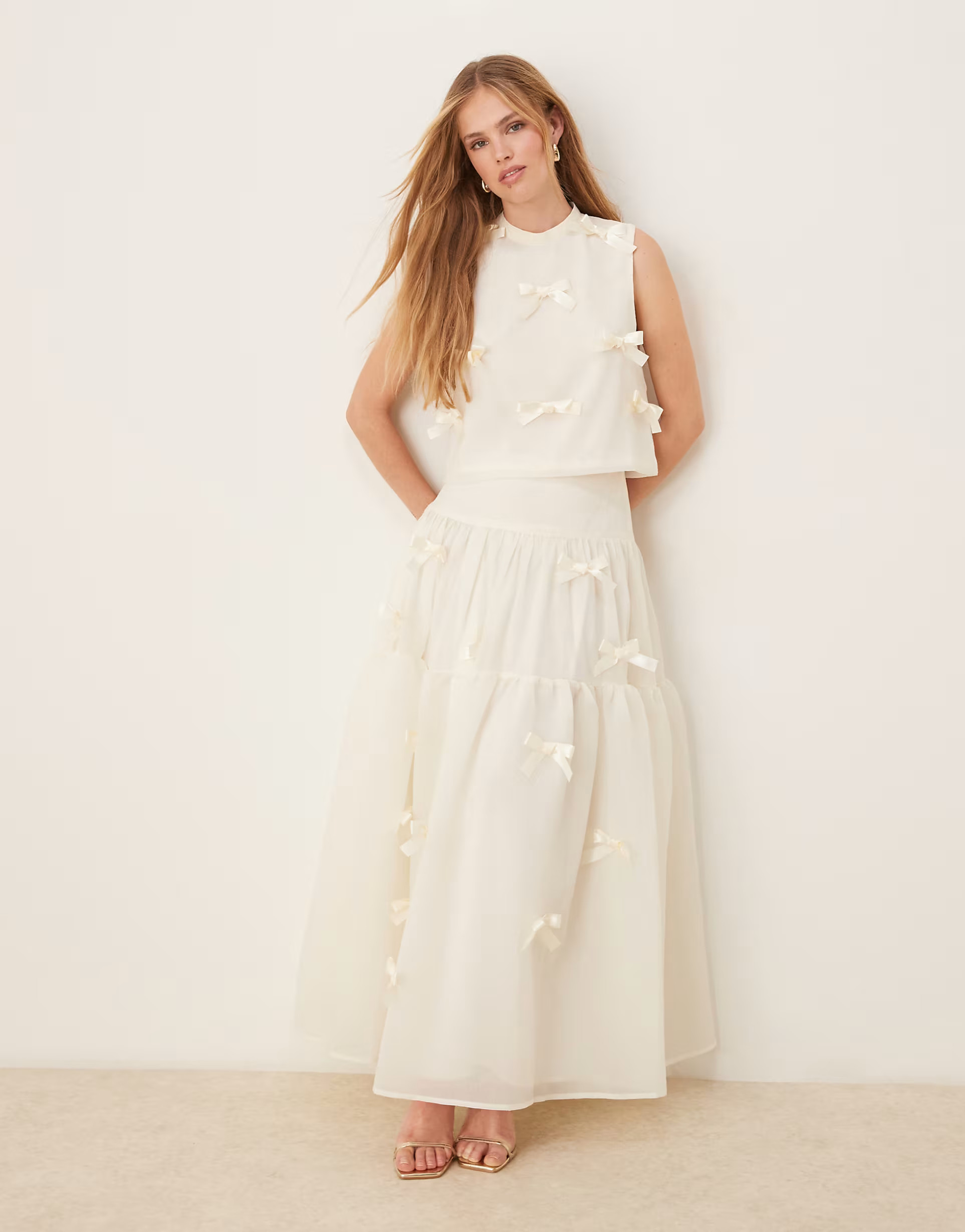 Sister Jane x ASOS bow midi skirt in white | ASOS (Global)