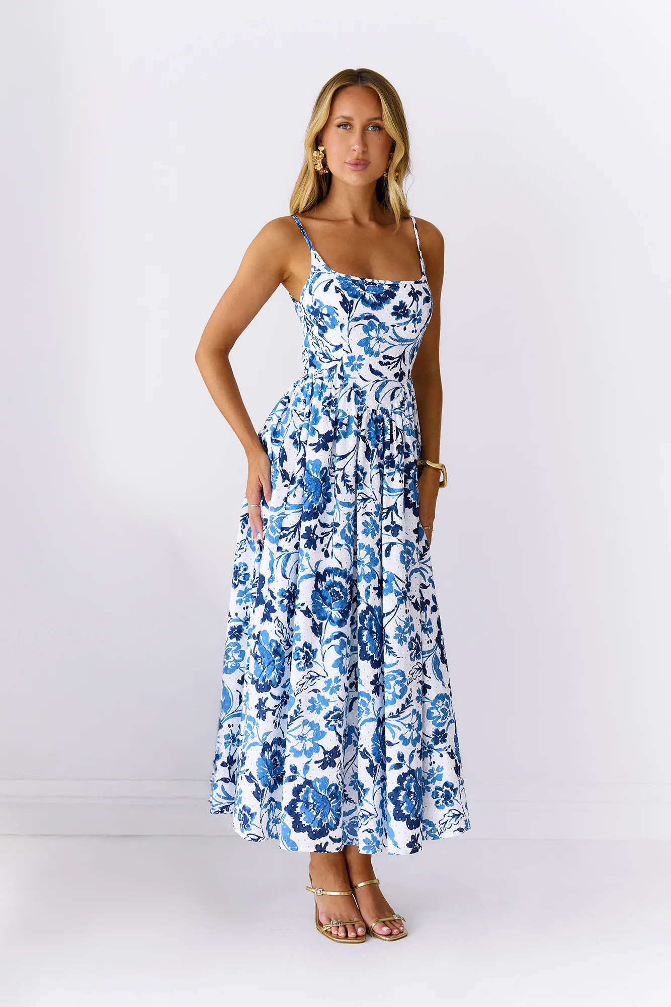 Fresh Blossom Maxi Dress Blue | Hello Molly (US)