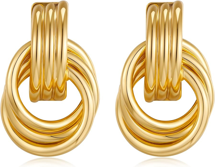 Gold Geometric Drop Dangle Earrings for Women Long Link Dangle Earrings Jewelry | Amazon (US)
