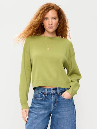 SoSoft Cotton Crew-Neck Cropped Sweater | Old Navy (CA)